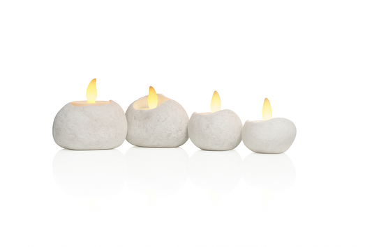 Serenité Marble Lightstone (Set Of 4) With Tee Lights