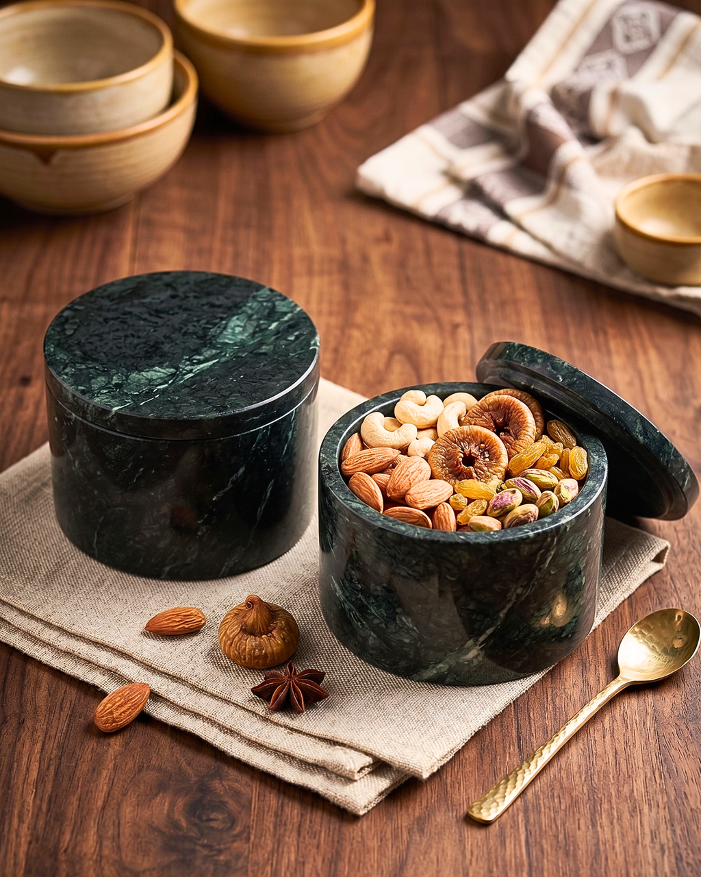 The Forest Green Artisan Marble Gourmet Canister