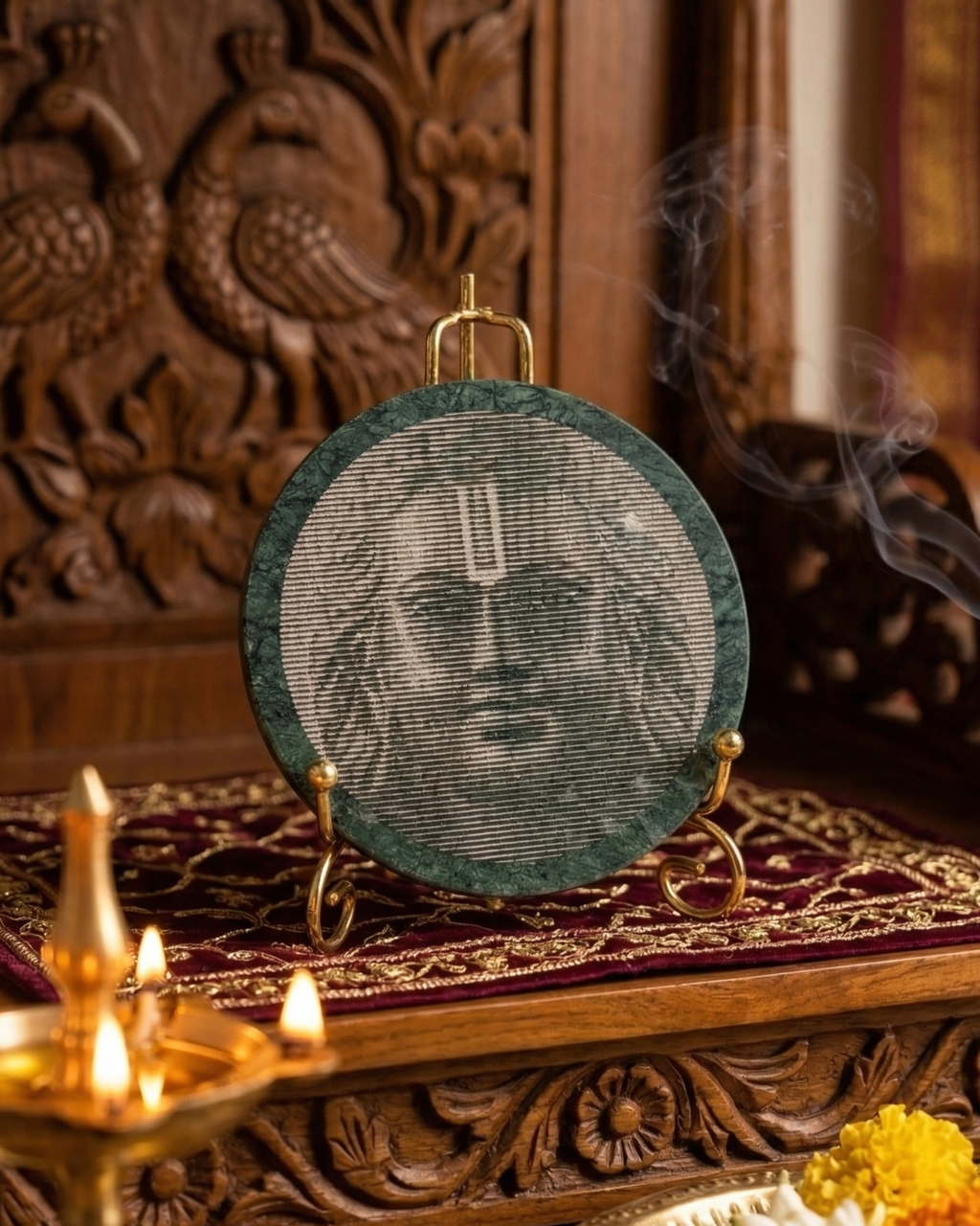 Divine Shree Ram Green Stone Carving
