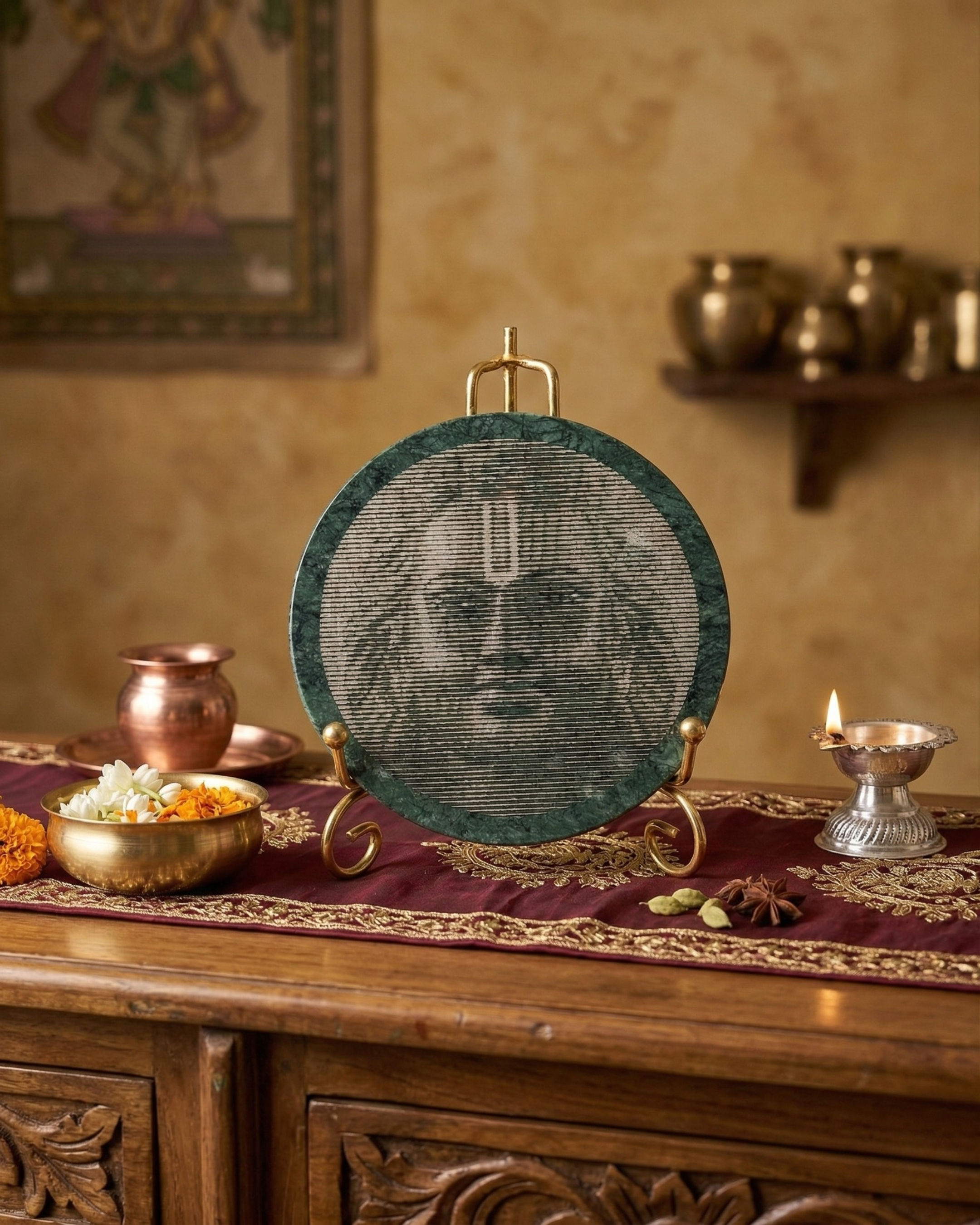 Divine Shree Ram Green Stone Carving