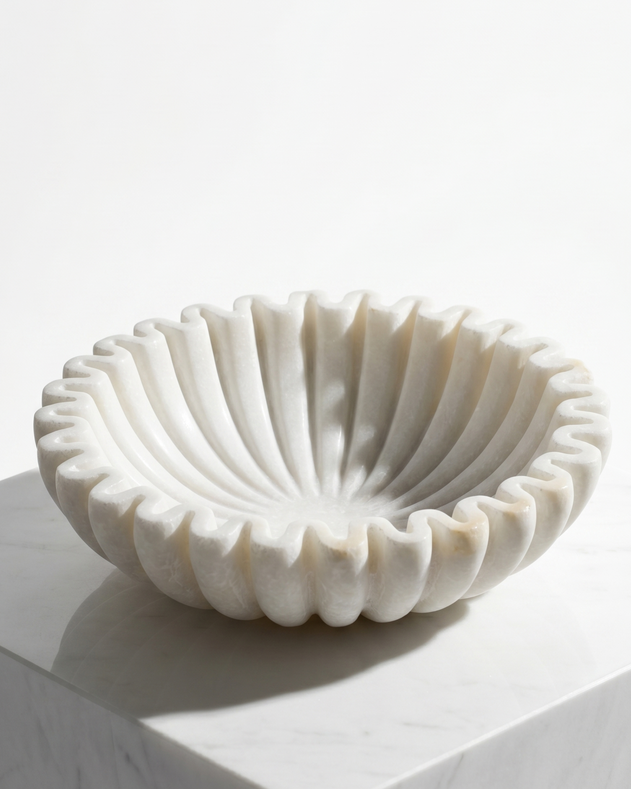 The Kamal Fluted Marble Urli