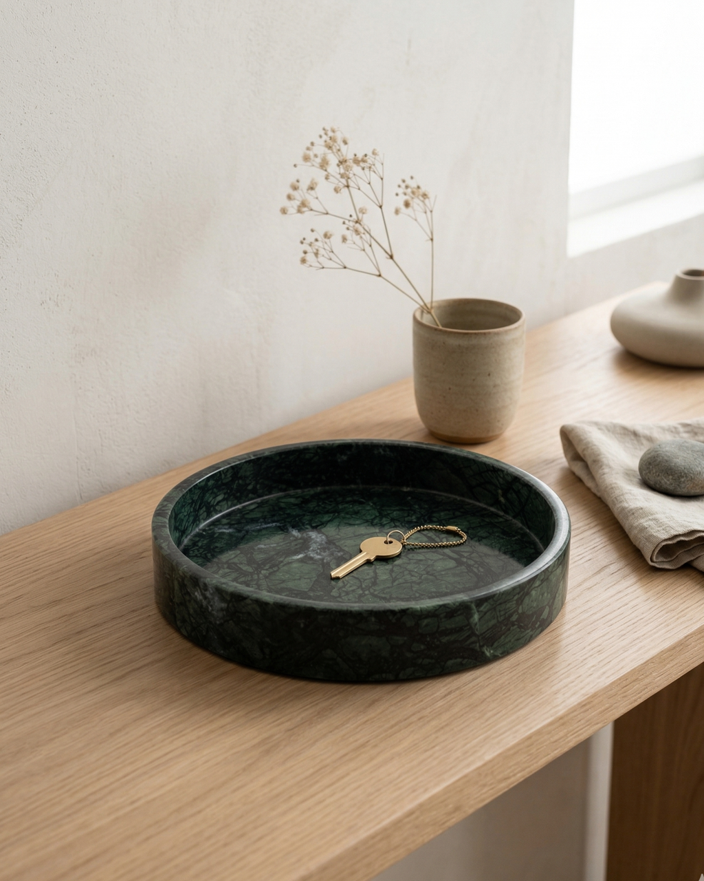 The Artisan Green Natural Marble Catchall Tray | 8”