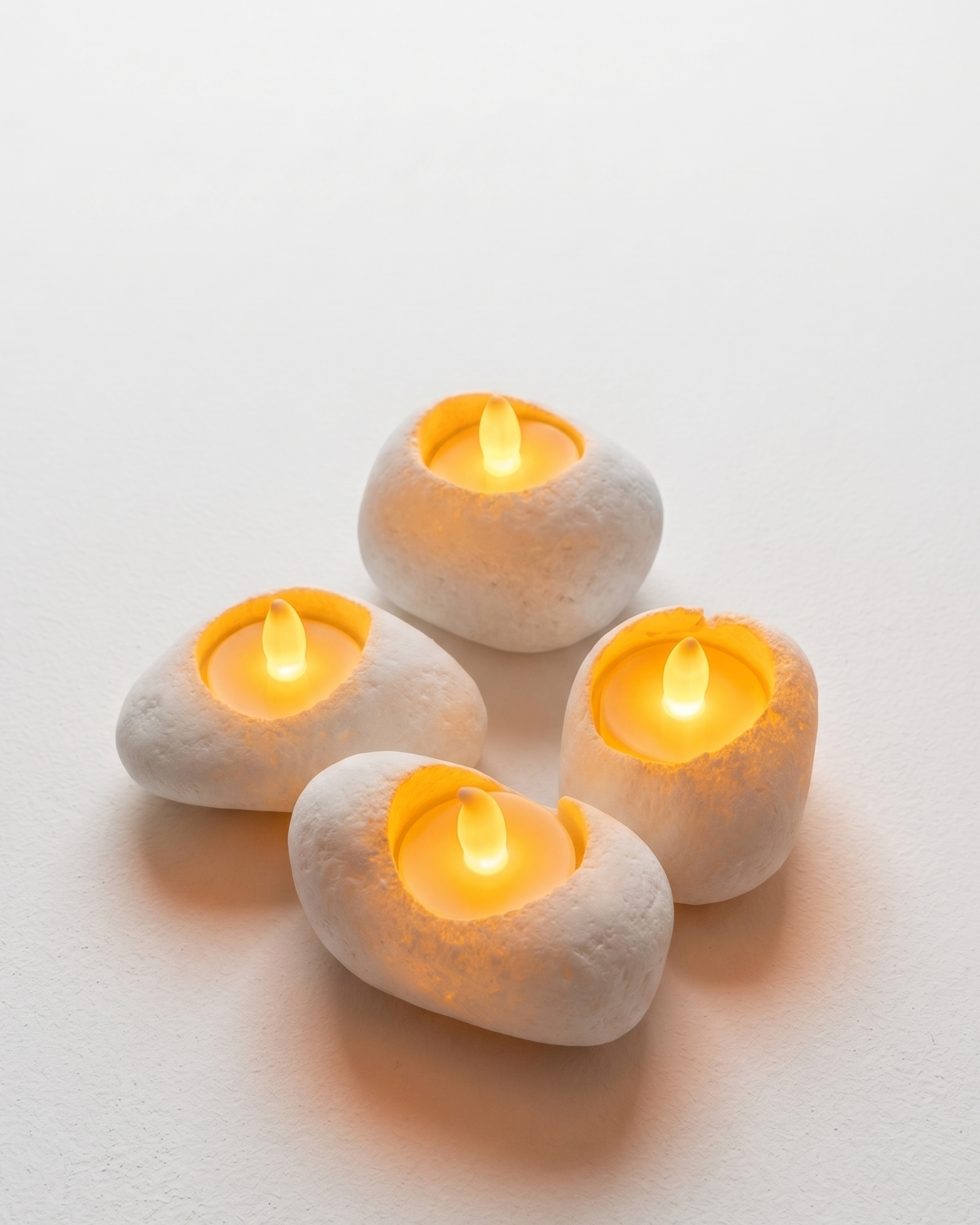 The Kalaatya Aura Pebble Tea Light Holder (Set Of 4)