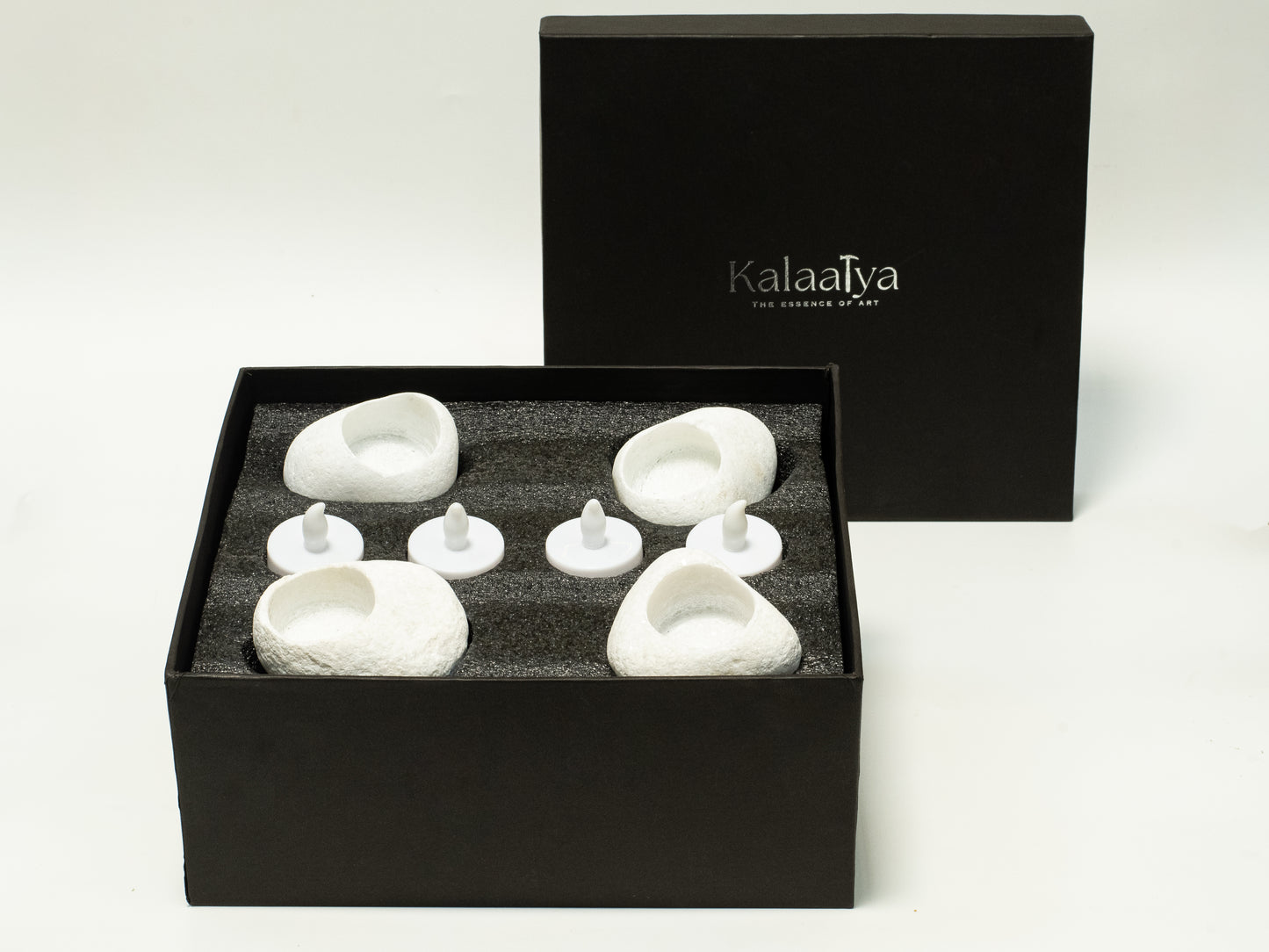 Serenité Marble Lightstone (Set Of 4) With Tee Lights